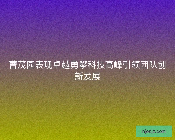 曹茂园表现卓越勇攀科技高峰引领团队创新发展